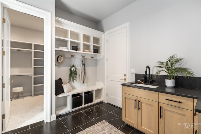 mudroom with a sink