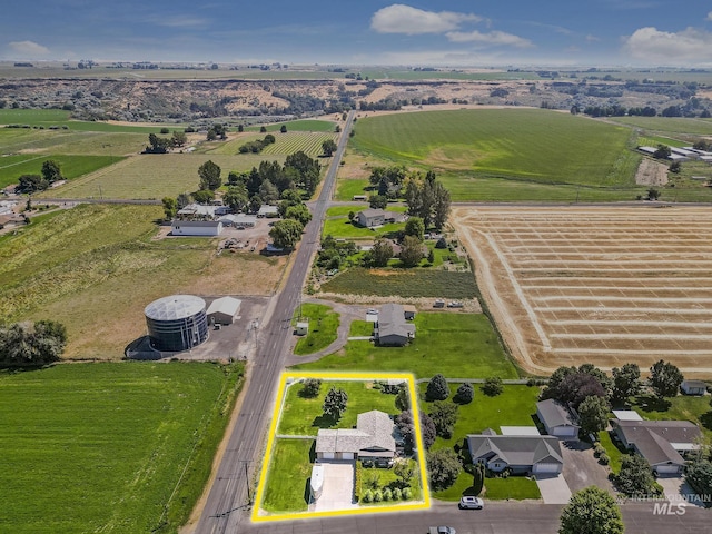 aerial view featuring a rural view