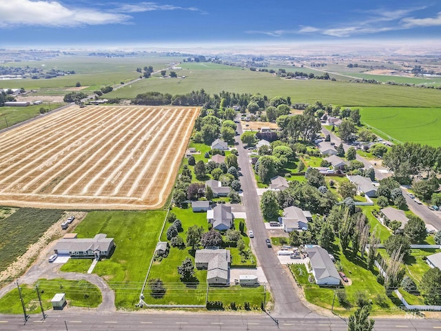 aerial view featuring a rural view and a residential view