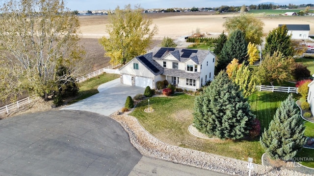 aerial view with a rural view