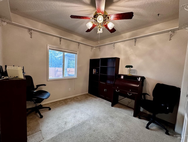 3485 N Chatterton Ave, Boise, ID 83713 - office area with a ceiling fan, carpet, and a textured ceiling