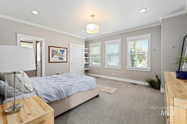 4307 W Briar Rock Ct, Eagle, ID 83616 - carpeted bedroom featuring baseboards, ornamental molding, and recessed lighting