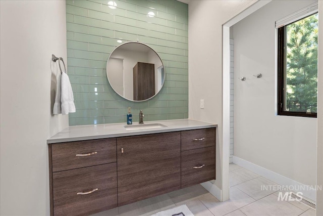 bathroom featuring vanity and tile patterned floors