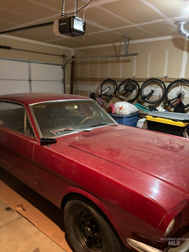 garage with a garage door opener