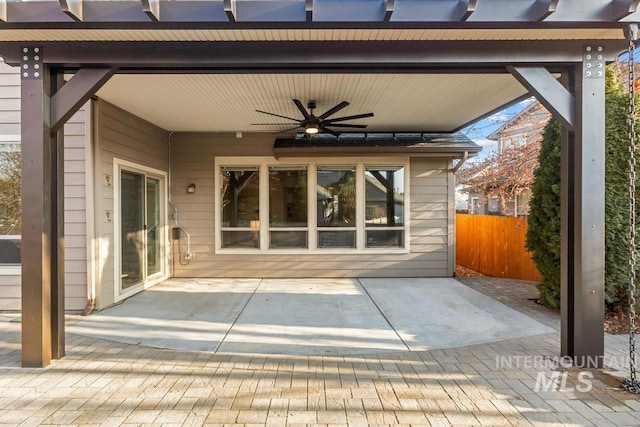 view of patio / terrace with ceiling fan