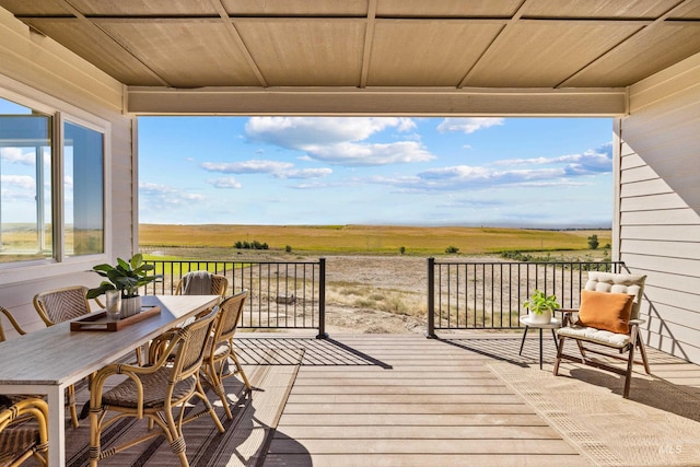 deck with a rural view