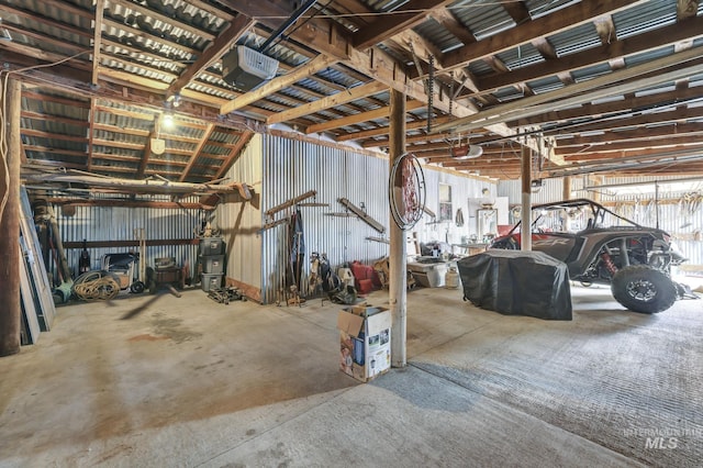 garage with a garage door opener