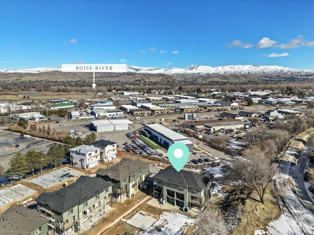 drone / aerial view with a mountain view