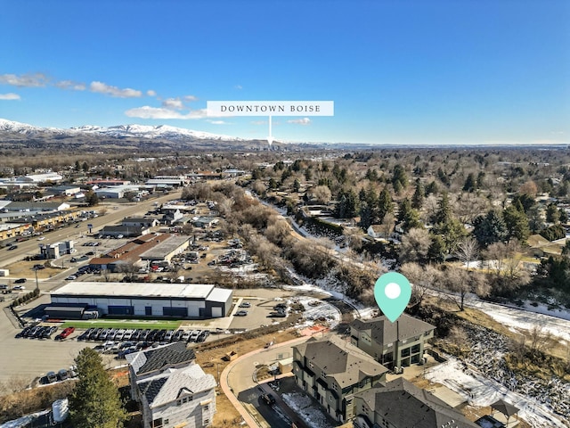 aerial view with a mountain view