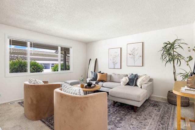 8305 W Rifleman St, Boise, ID 83704 - carpeted living area featuring a textured ceiling and baseboards