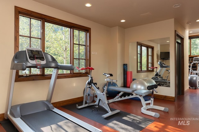 221 Picabo Street #D, Interest 1-H, Ketchum, ID 83340 - exercise room featuring baseboards and recessed lighting
