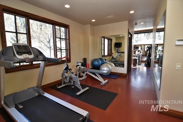 221 Picabo Street #D, Interest 1-H, Ketchum, ID 83340 - exercise room featuring recessed lighting and baseboards