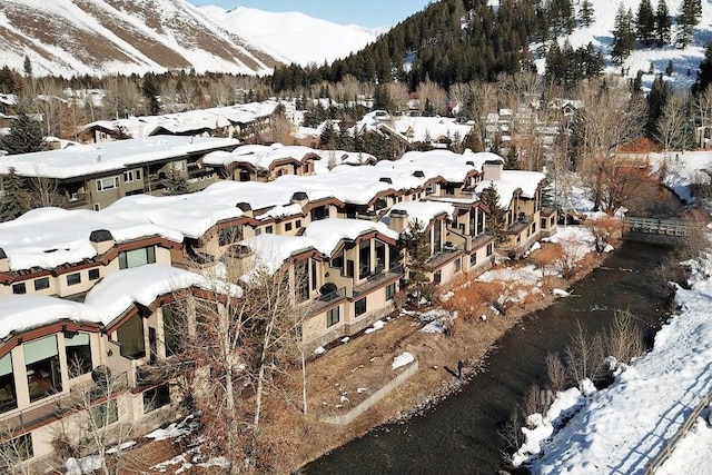 221 Picabo Street #D, Interest 1-H, Ketchum, ID 83340 - snowy aerial view featuring a mountain view