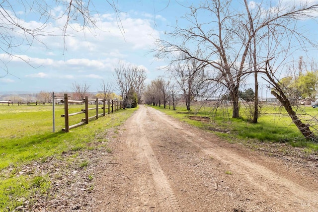 view of road featuring a rural view