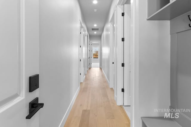 hall featuring light hardwood / wood-style flooring