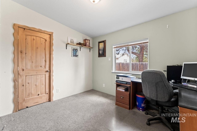 office area featuring carpet flooring
