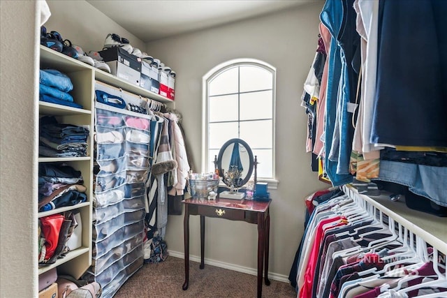 spacious closet featuring carpet