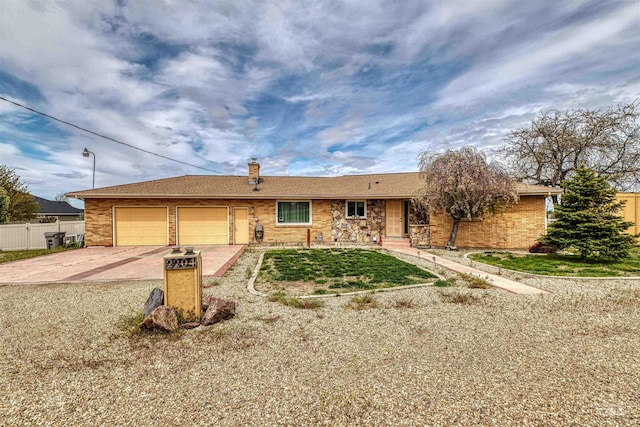 single story home with a garage