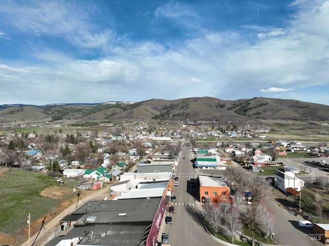 birds eye view of property featuring a mountain view