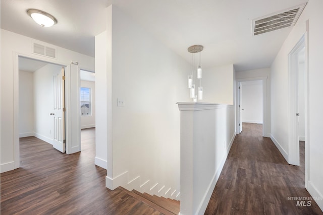 hallway featuring dark wood-type flooring