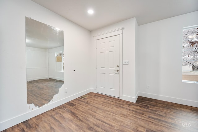 foyer featuring dark wood-type flooring