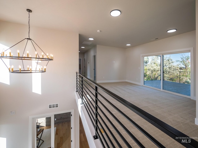 1590 N Watershed Ln, Star, ID 83669 - staircase with a chandelier, baseboards, recessed lighting, and carpet