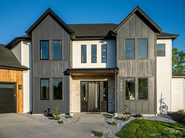 1590 N Watershed Ln, Star, ID 83669 - modern home with board and batten siding and stone siding