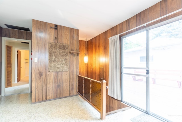 904 Lewis St, Moscow, ID 83843 - hallway with wood walls and an upstairs landing