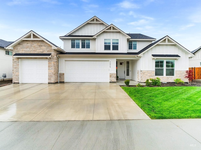 1275 W Tenzing Ct, Nampa, ID 83686 - craftsman-style house featuring board and batten siding, stone siding, concrete driveway, and an attached garage
