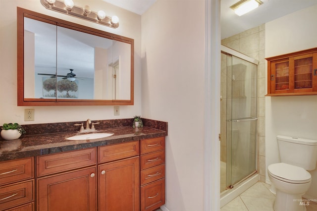 426 Carriage Ln, Twin Falls, ID 83301 - full bathroom with toilet, a stall shower, vanity, and tile patterned flooring