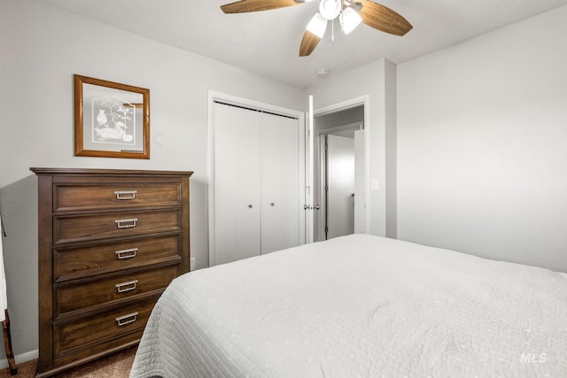 2208 Keithley Creek Rd, Midvale, ID 83645 - bedroom with a closet, carpet, and ceiling fan