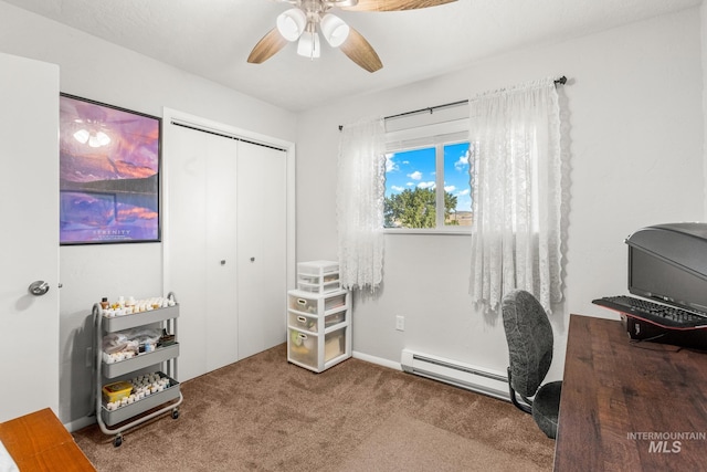 2208 Keithley Creek Rd, Midvale, ID 83645 - carpeted office space with baseboard heating and a ceiling fan