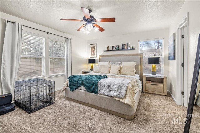 2030 W Cabot Ave, Nampa, ID 83686 - bedroom with baseboards, carpet, ceiling fan, and a textured ceiling