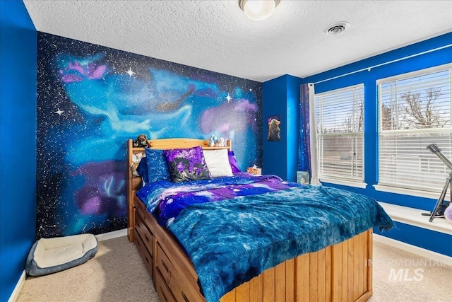 2030 W Cabot Ave, Nampa, ID 83686 - bedroom with visible vents, carpet floors, a textured ceiling, and baseboards