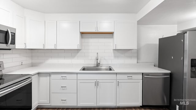 219 14th Ave N, Nampa, ID 83687 - kitchen featuring stainless steel appliances, a sink, white cabinetry, and light countertops