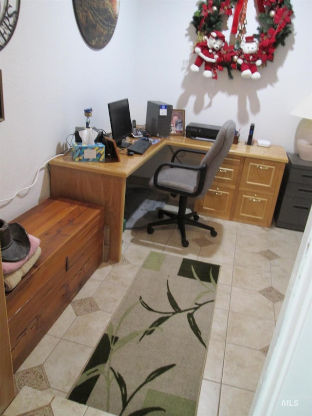 office with light tile patterned flooring