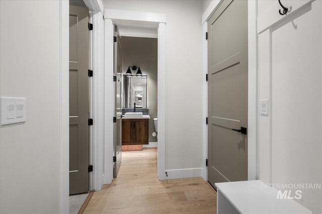 hall featuring light hardwood / wood-style floors