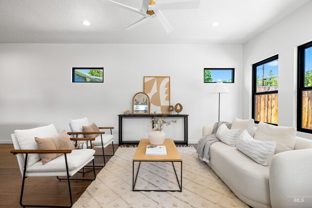 2206 N 20th, Boise, ID 83702 - living room featuring recessed lighting, light wood-type flooring, and a ceiling fan