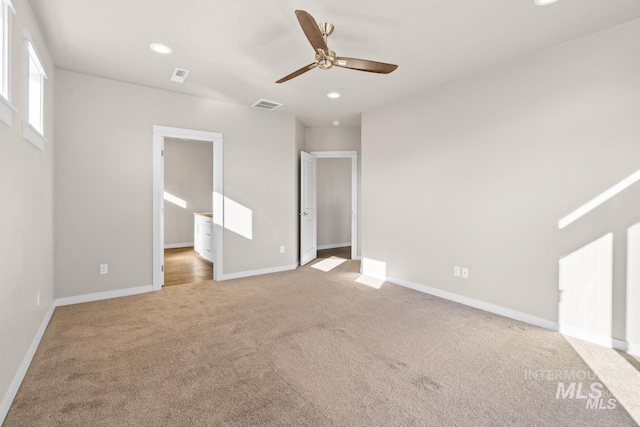4672 N Patimos Ave, Meridian, ID 83646 - unfurnished bedroom featuring carpet, baseboards, recessed lighting, and ceiling fan
