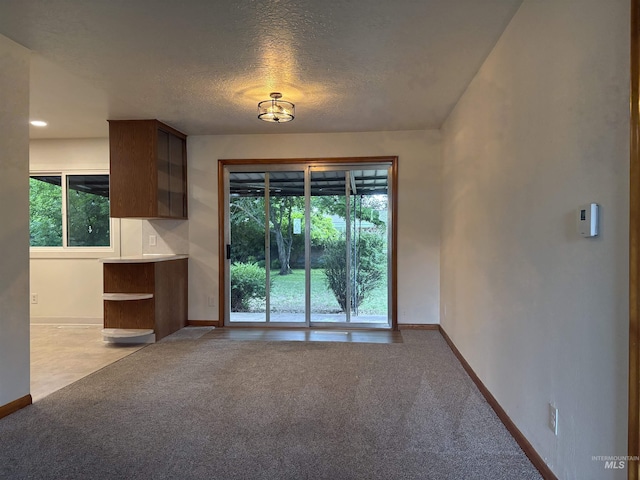 1715 S 10th Ave, Caldwell, ID 83605 - unfurnished dining area with healthy amount of natural light, carpet, and a textured ceiling