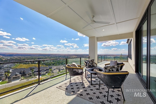 balcony with ceiling fan