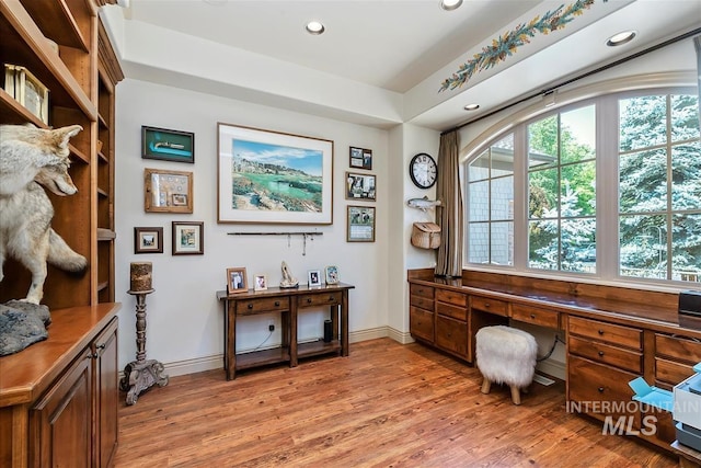 215 W Riverbridge Ln, Eagle, ID 83616 - office area with light wood-type flooring and recessed lighting