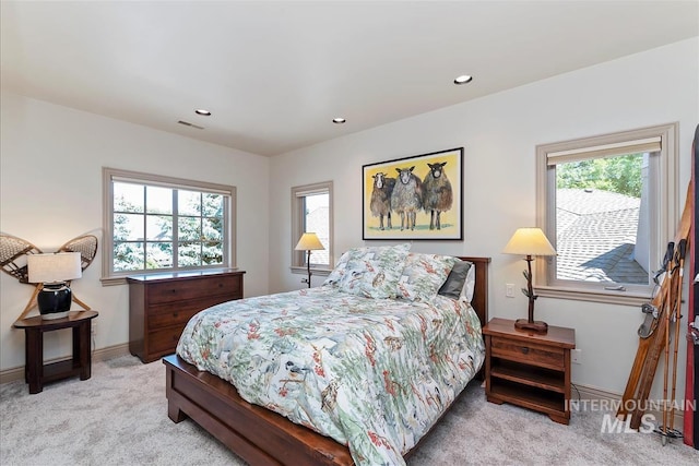 215 W Riverbridge Ln, Eagle, ID 83616 - bedroom with light colored carpet, multiple windows, and recessed lighting