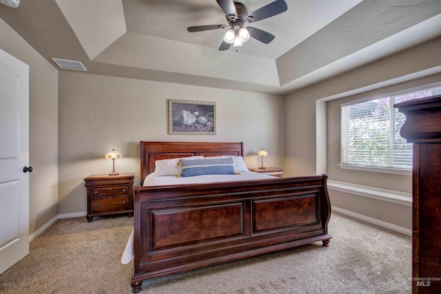 3623 E 3880 N, Kimberly, ID 83341 - bedroom with light colored carpet, a raised ceiling, and a ceiling fan