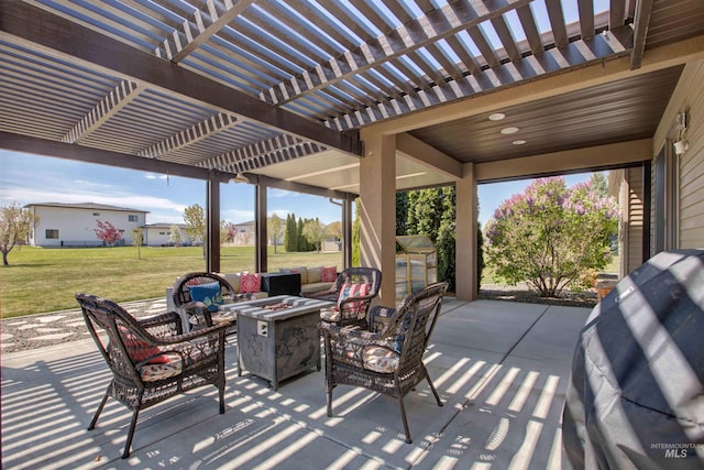 3623 E 3880 N, Kimberly, ID 83341 - view of patio featuring a pergola and an outdoor living space with a fire pit