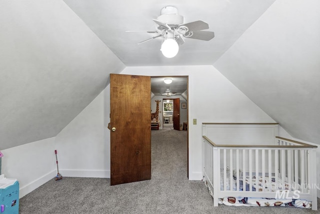 429 Doriann Dr, Cascade, ID 83611 - additional living space with ceiling fan, carpet floors, lofted ceiling, and baseboards