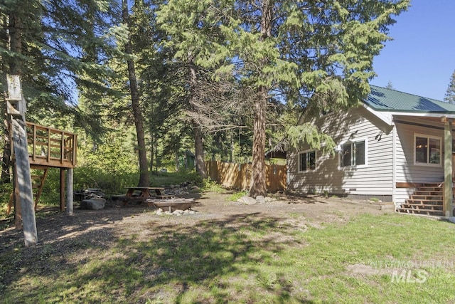 429 Doriann Dr, Cascade, ID 83611 - view of yard featuring stairway and a wooden deck