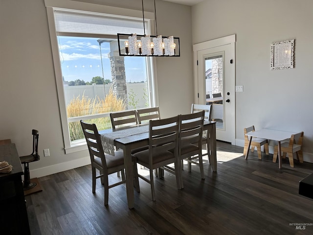 dining area with dark hardwood / wood-style floors