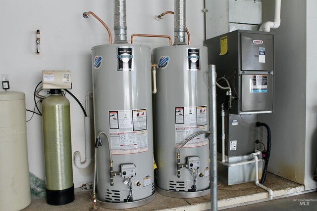 utility room featuring water heater