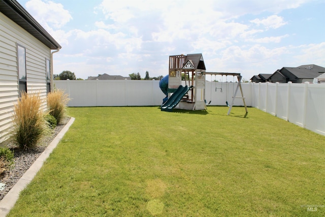 view of yard featuring a playground